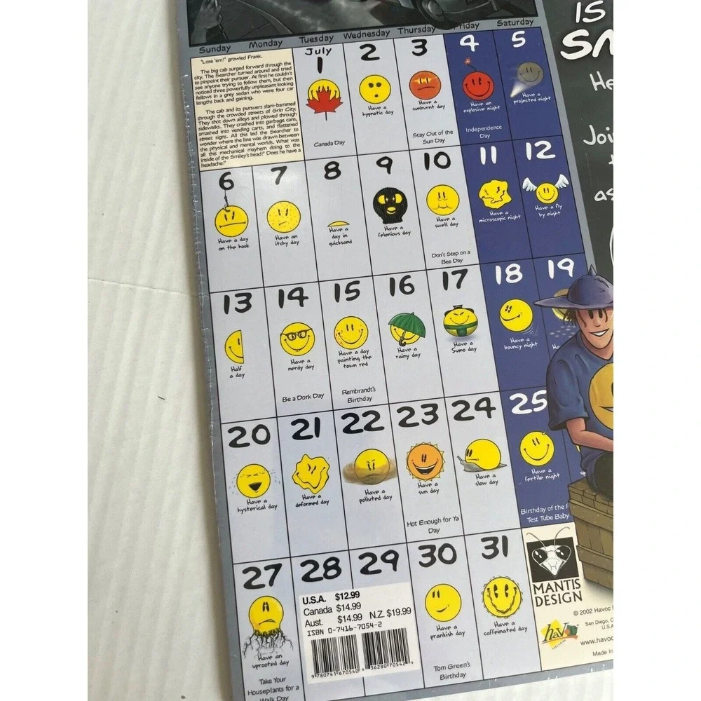 Have a Day Retro 2003 Smiley Faces Collection Wall Art 12 Month Calendar Sealed